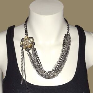 Vintage 1990 Black and White Chains Necklace